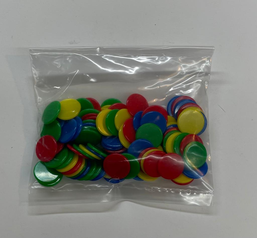 Fichas de colores 15mm bolsa 100 unds